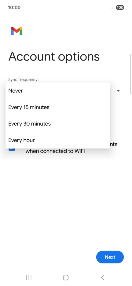 Press the required setting.