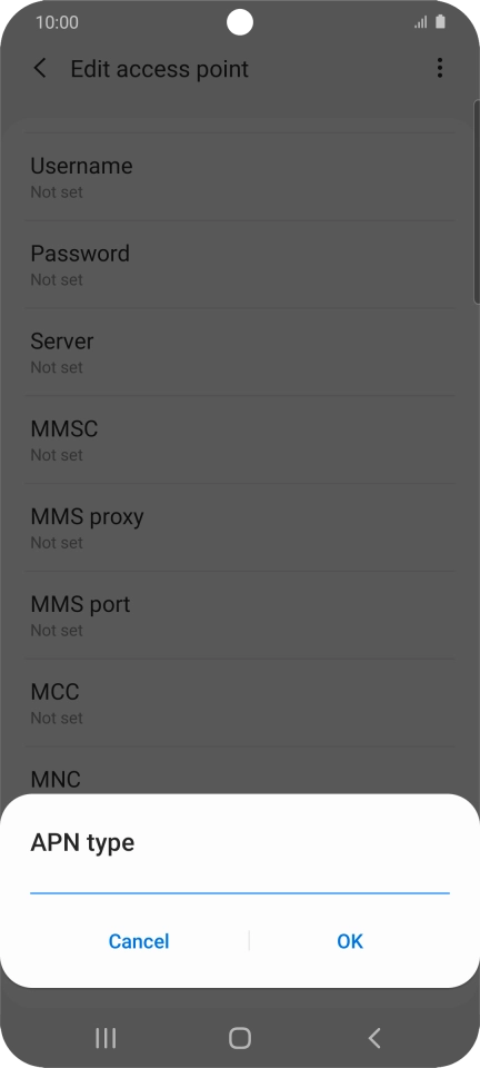 Key in default and press OK.