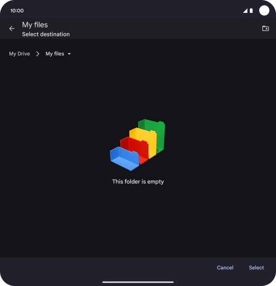 To create a new folder, press the new folder icon and follow the instructions on the screen to create a new folder.