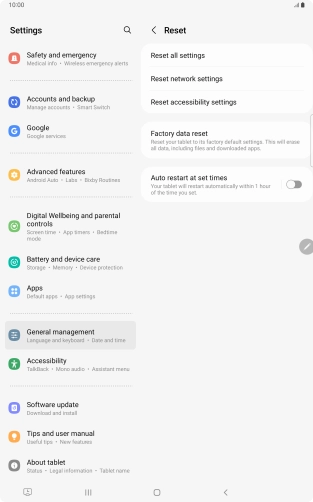 Press Factory data reset.