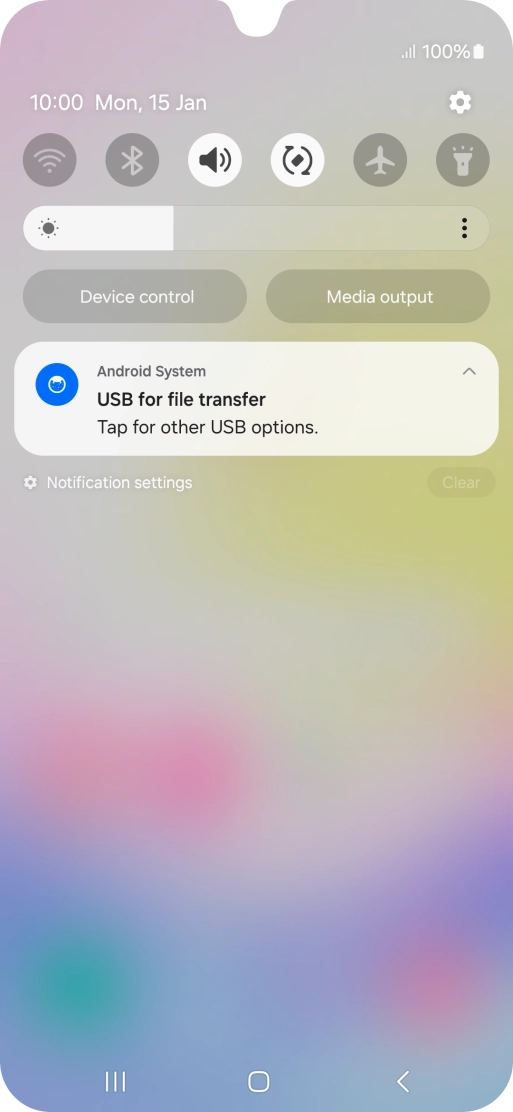 Press Tap for other USB options..