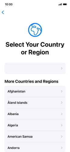 Press the required country or area.