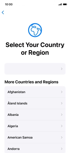 Press the required country or area.
