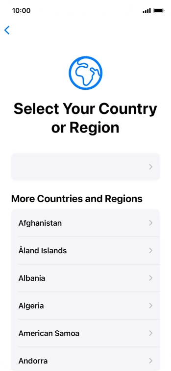 Press the required country or area.