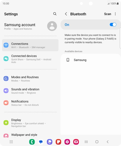 Press the required Bluetooth device and follow the instructions on the screen to pair the device with your phone.