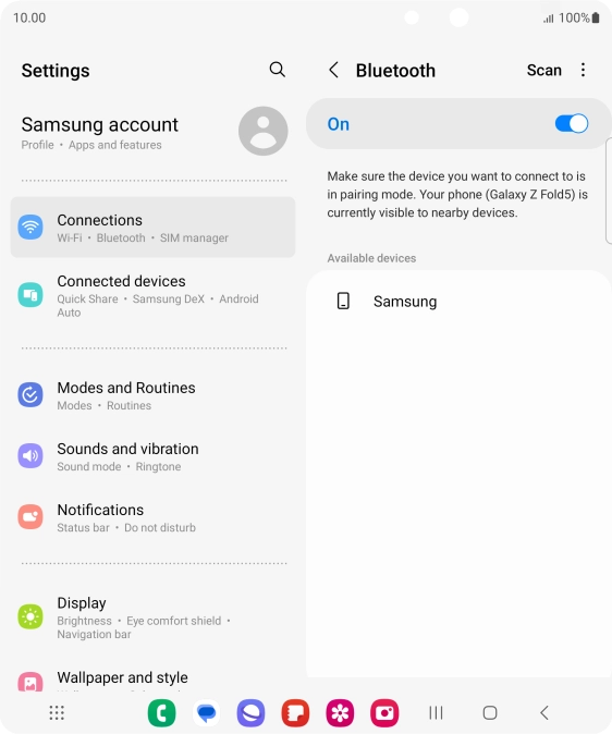 Press the required Bluetooth device and follow the instructions on the screen to pair the device with your phone.
