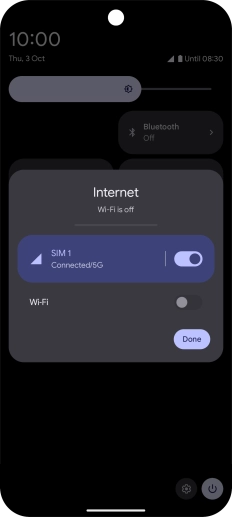 Press the indicator next to the mobile data icon to turn the function on or off.