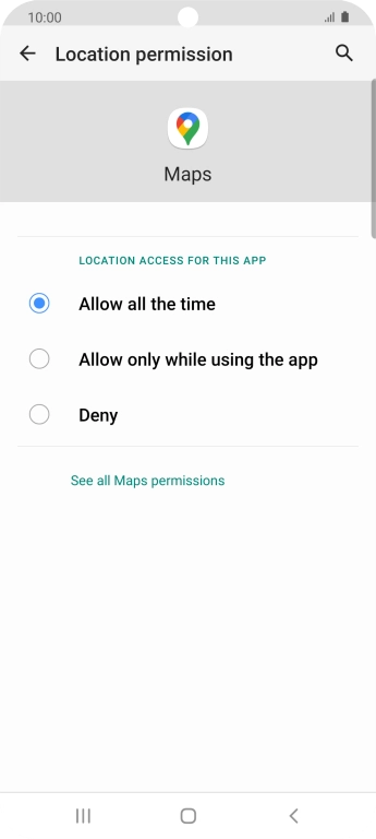 Press the required setting.