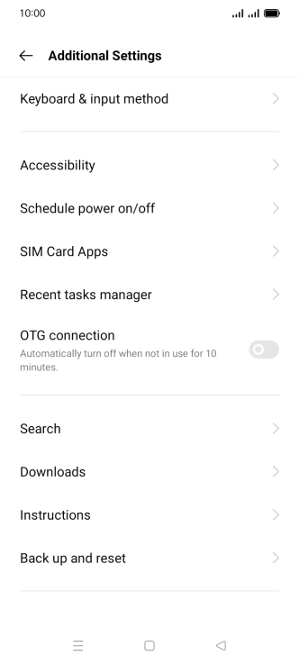 Press Back up and reset.