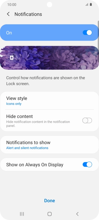 Press the required settings to turn them on or off.