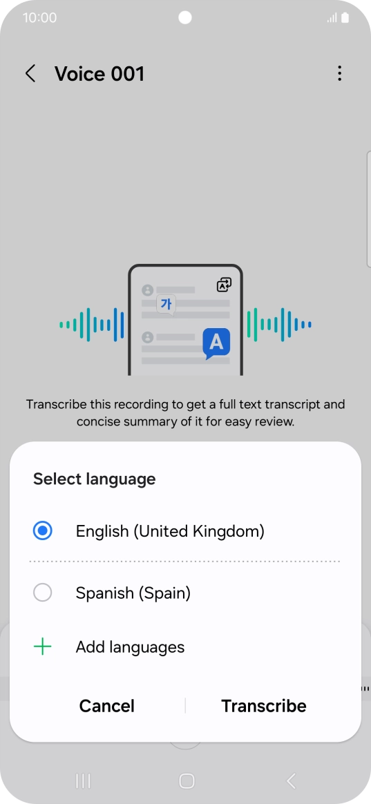 Press the recorded language.