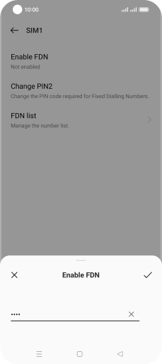 Key in the PIN2 and press the confirm icon. The default PIN2 is 0000.