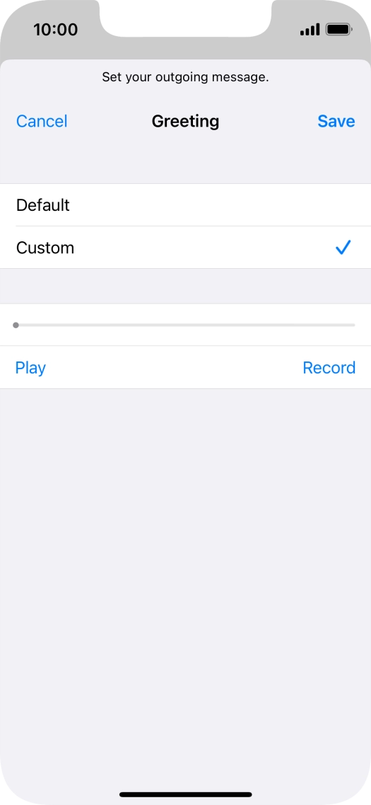Press Play to play back your greeting.