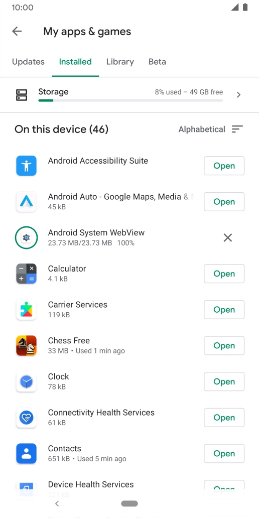 Press the required app.