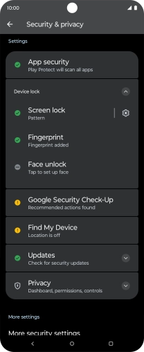 Press Screen lock and key in the additional phone lock code you created earlier.