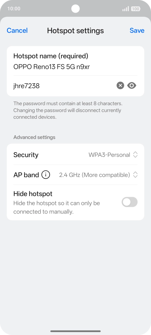 Press the password field and key in the required password.