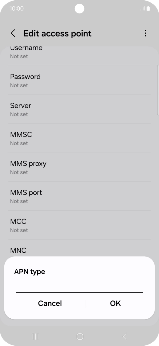 Key in default and press OK.