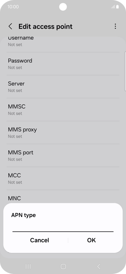 Key in default and press OK.