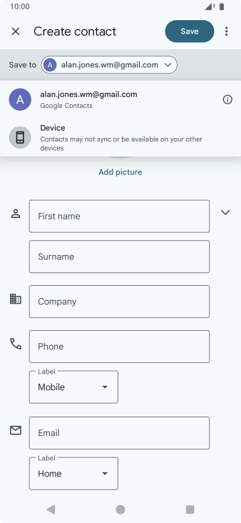Press the required Google account.