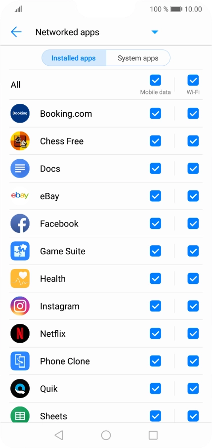Press the field next to the application name in the 