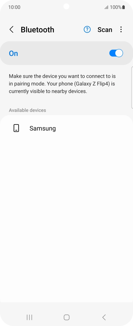 Press the required Bluetooth device and follow the instructions on the screen to pair the device with your phone.