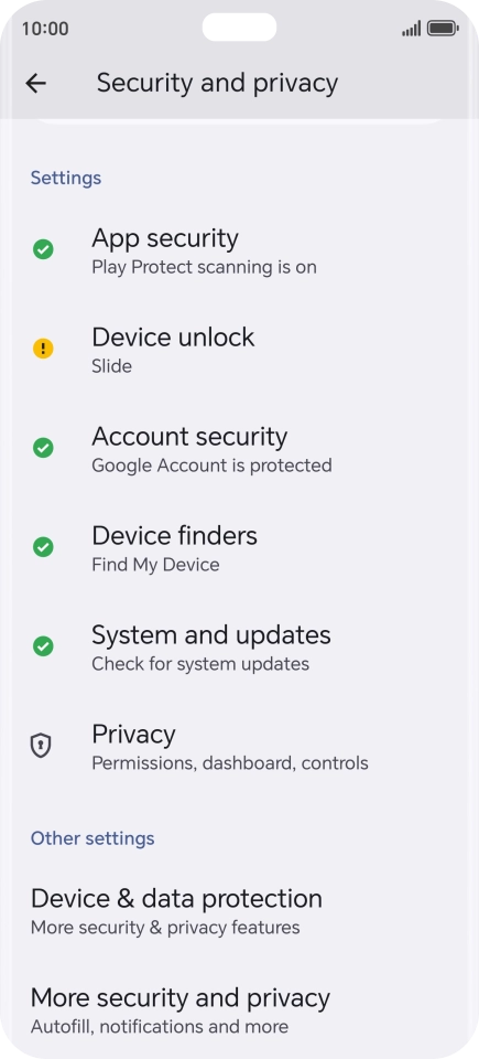 Press More security and privacy.
