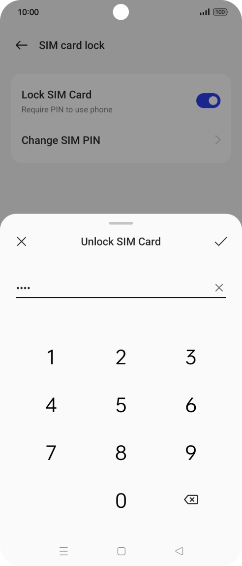 Key in your PIN and press the confirm icon. The default PIN is 1111.