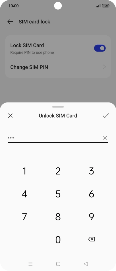 Key in your PIN and press the confirm icon. The default PIN is 1111.