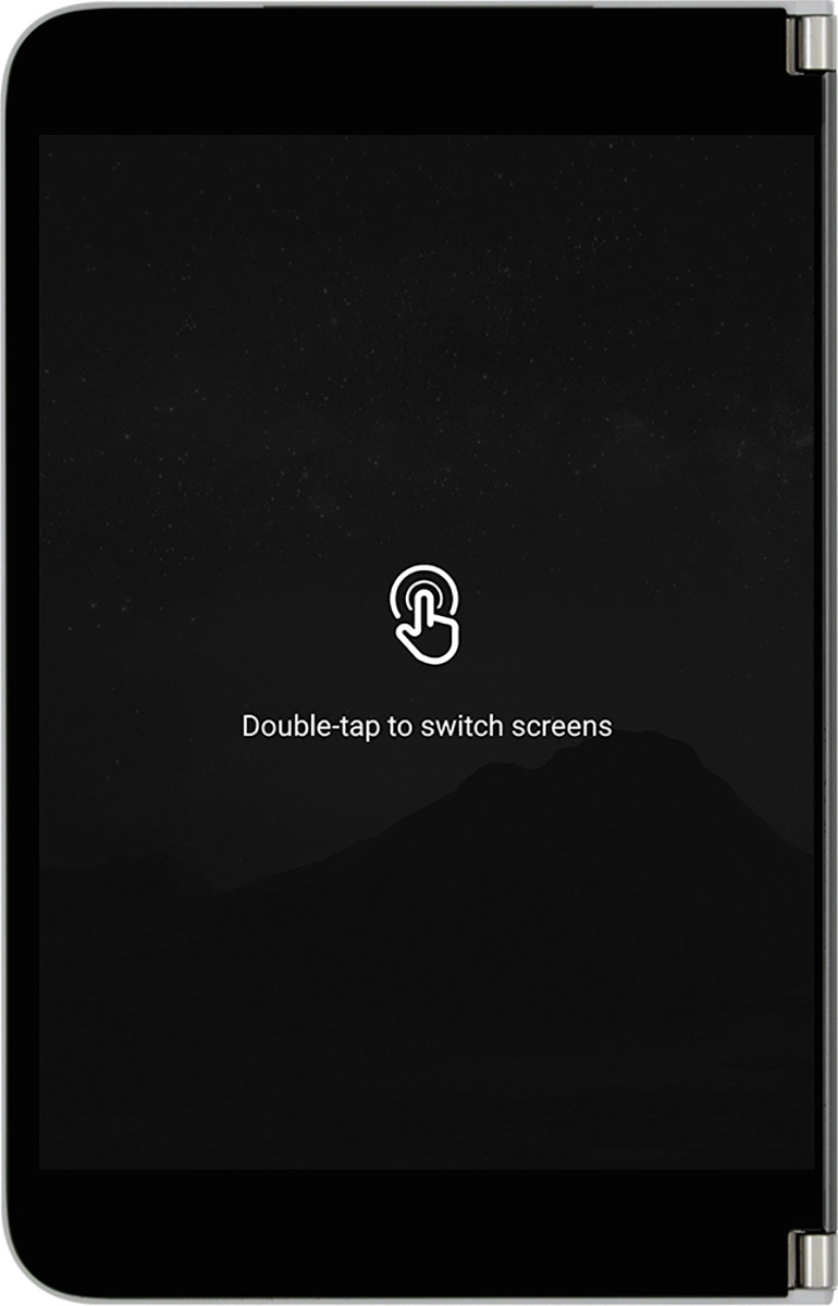 To change between the screens, point the screen which is turned off towards you and press twice anywhere on the screen.