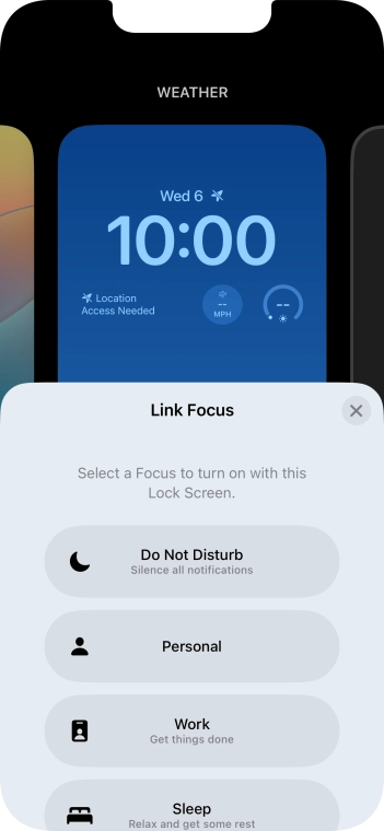 Press the required focus mode.