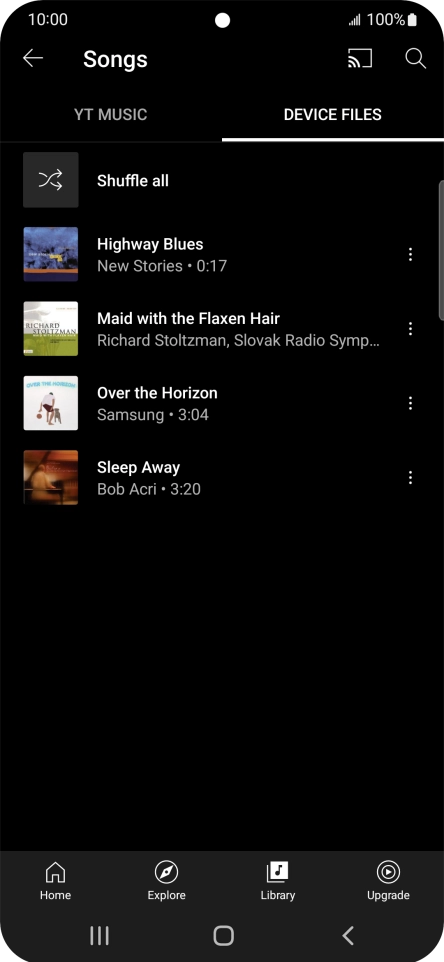 Press the required audio file.