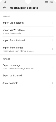 Press Import from SIM card.
