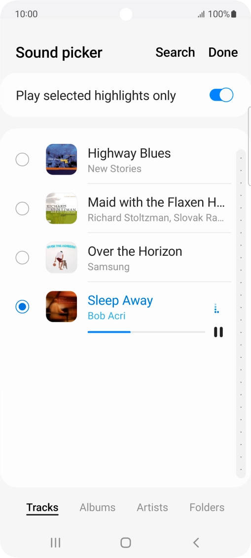 Once you've found a ring tone you like, press Done.