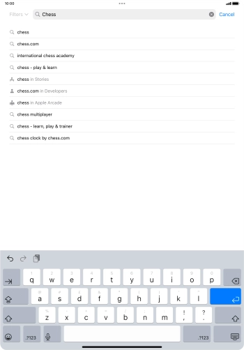 Key in the name or subject of the required app and press enter.