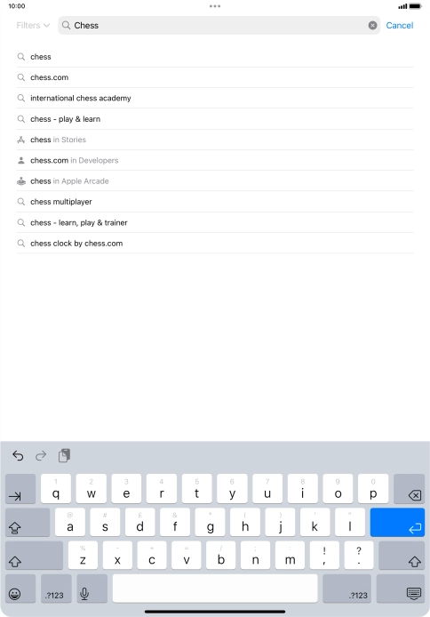 Key in the name or subject of the required app and press enter.