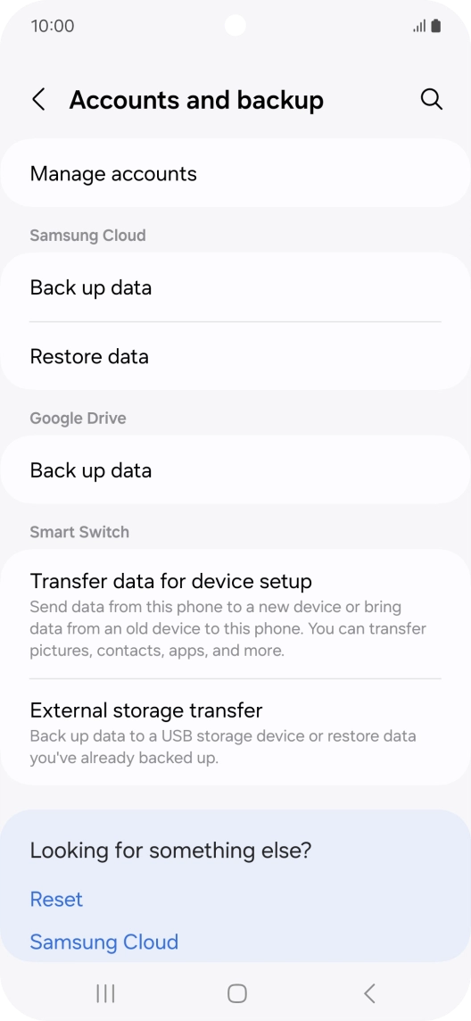 Press Manage accounts.