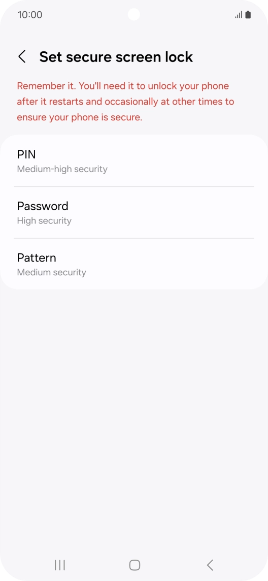 Press the required phone lock code and follow the instructions on the screen to create an additional phone lock code.