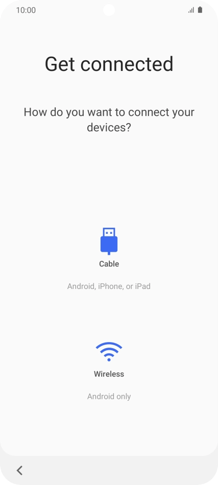 Press the required transfer method and follow the instructions on the screen to transfer content from another phone.