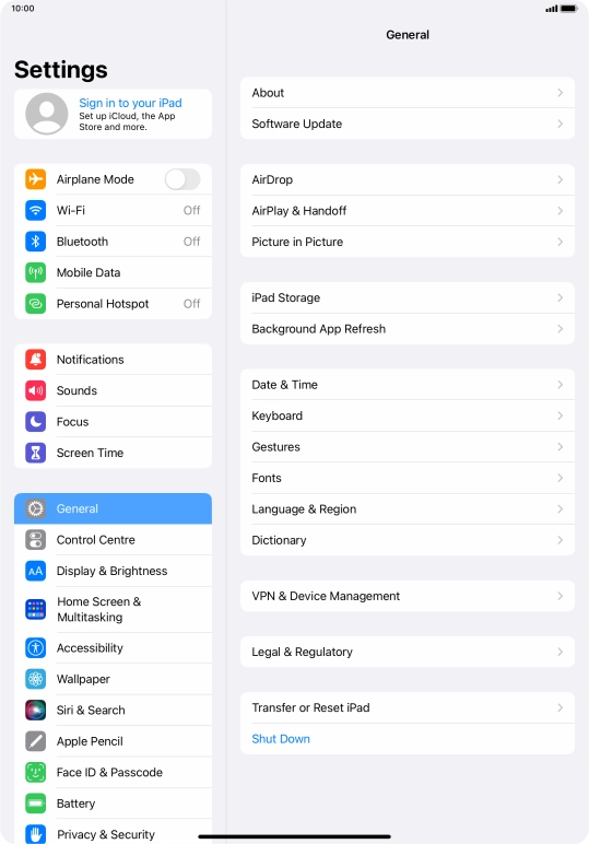 Press Sign in to your iPad.