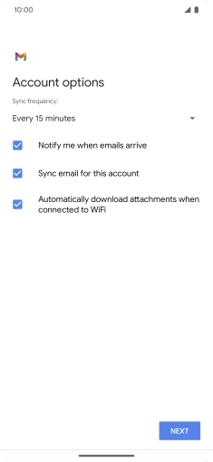 If this screen is displayed, you email account has been recognised and set up automatically. Follow the instructions on the screen to key in more information and finish setting up your phone.