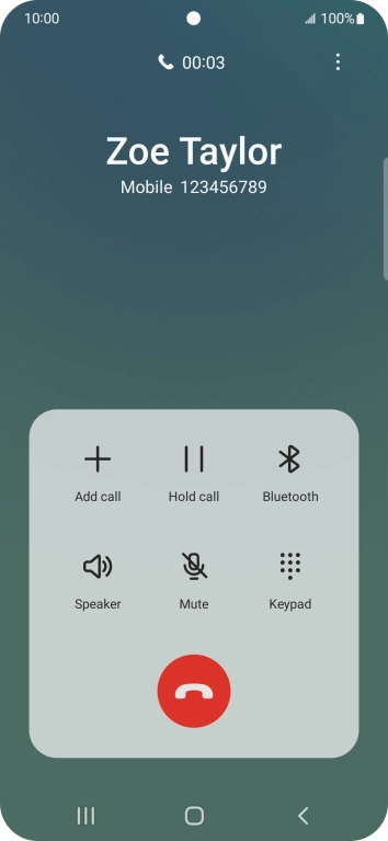 Press the end call icon.