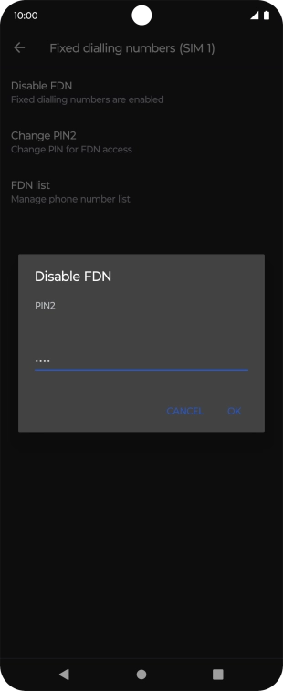 Key in your PIN2 and press OK. The default PIN2 is 0000.