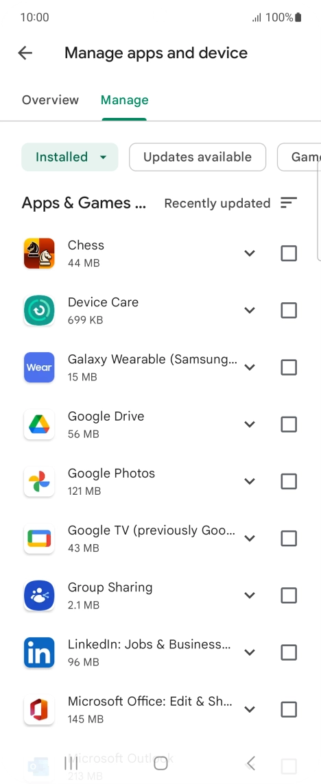 Press the required app.