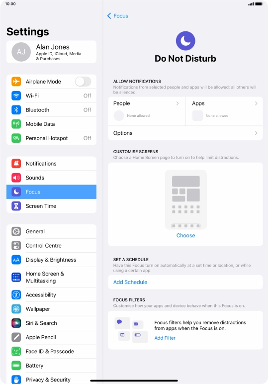 Press People and follow the instructions on the screen to select which contacts you would like to receive calls and notifications from when Do Not Disturb is turned on.