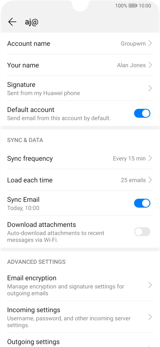 Press Account name and key in the required name.