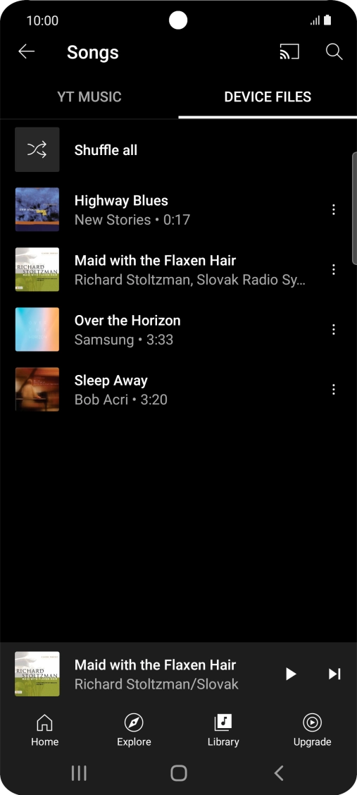 Press the required audio file.
