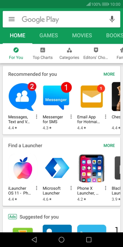 Press the search field.