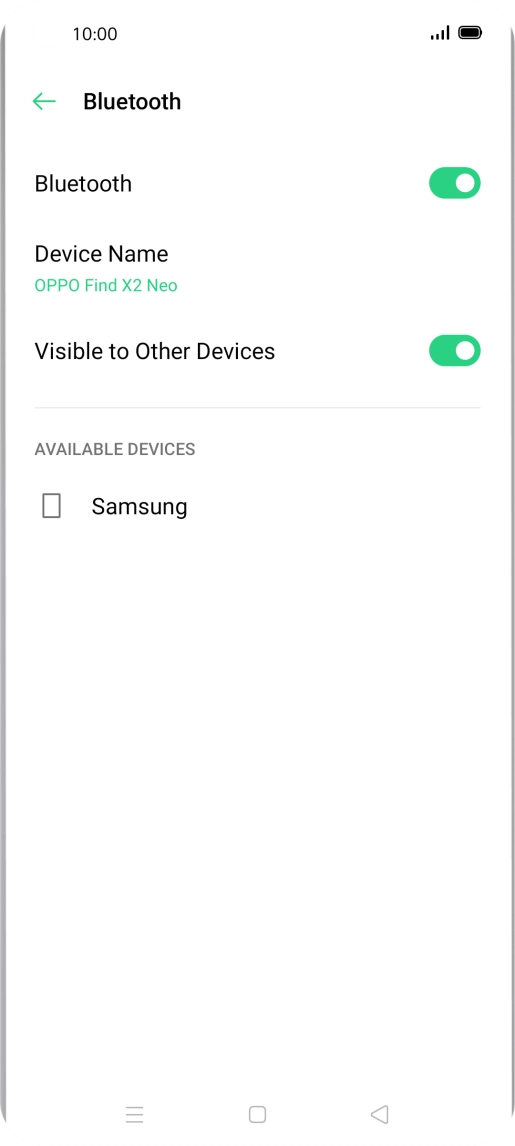 Press the required Bluetooth device and follow the instructions on the screen to pair the device with your phone.