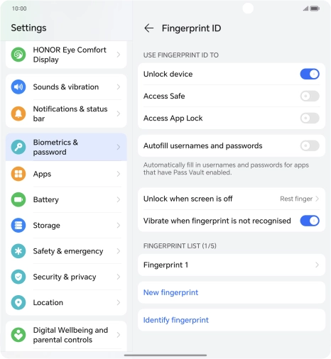 Press the required settings.