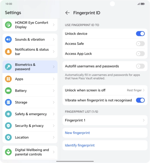 Press the required settings.